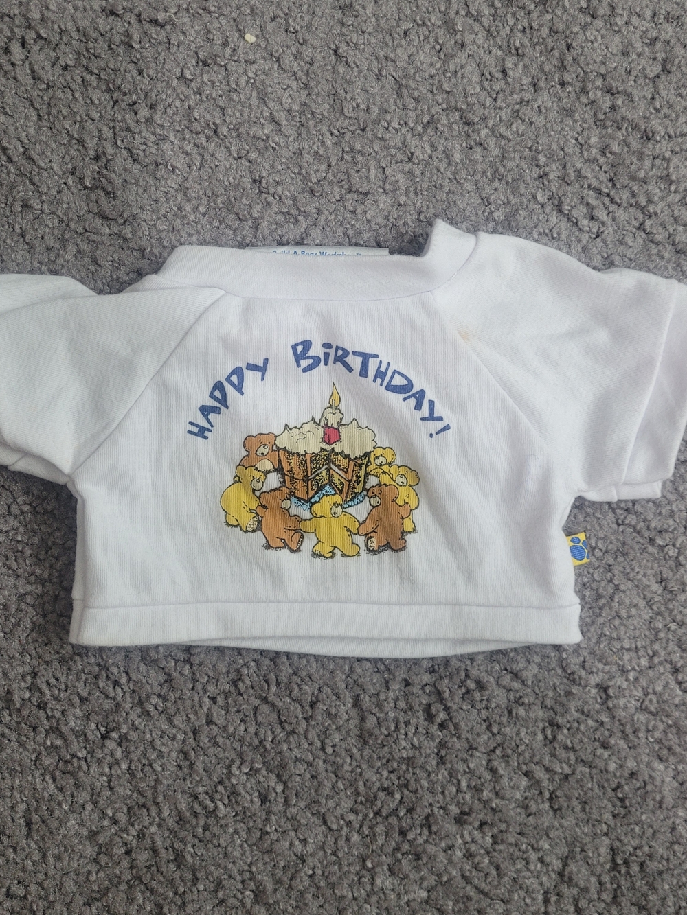 Build-A-Bear White "Happy Birthday" Tee with Bear Cake Graphic